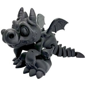 Black 3D‎ Printed Articulated Dragon Figure – Flexible Poseable Toy Decor